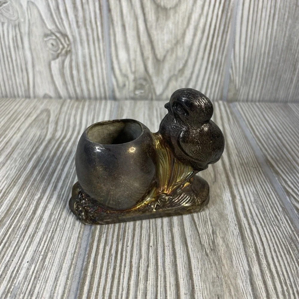 Vintage Jennings Brothers JB 222 Silver Plate Chick and Egg Toothpick Holder